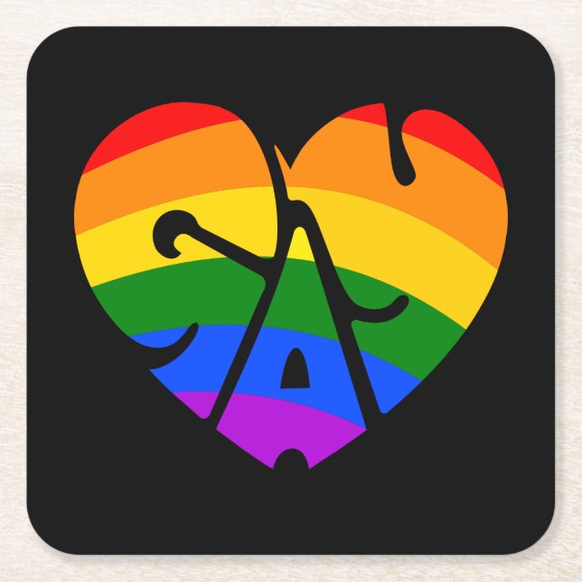 Dessous-de-verre Carré En Papier Coeur gay (Devant)