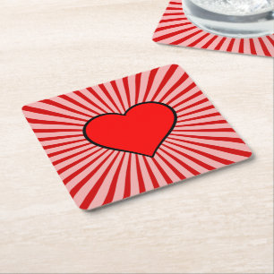 Dessous-de-verre Carré En Papier Coeur rouge