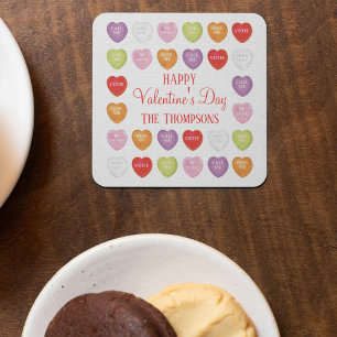 Dessous-de-verre Carré En Papier Coeurs de conversation Heureuse Sainte-Valentin