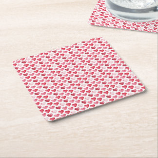Dessous-de-verre Carré En Papier Cœurs de l'aquarelle rouge et rose pour la Saint-V