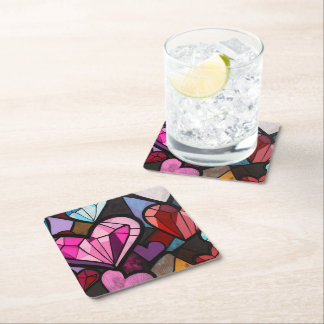 Dessous-de-verre Carré En Papier Cœurs Mosaïques Vibrants