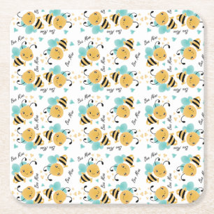 Dessous-de-verre Carré En Papier Coeurs Motifs de la mine d'abeilles