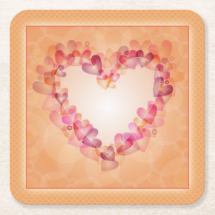 Dessous-de-verre Carré En Papier Coeurs pastel romantique et formes abstraites desi