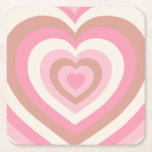 Dessous-de-verre Carré En Papier Coeurs roses doux<br><div class="desc">Love Hearts - Hypnotic heart Motif - Retro design in Soft Pink,  Cream White et Mocha.</div>