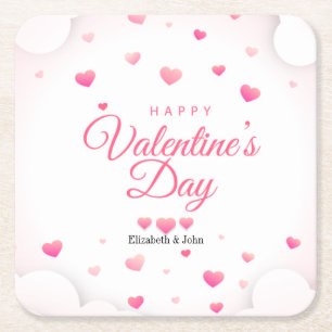 Dessous-de-verre Carré En Papier Cœurs roses Joyeuse Saint-Valentin