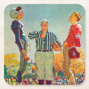 Dessous-de-verre Carré En Papier Coin Toss par Norman Rockwell