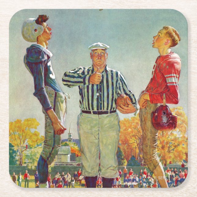 Dessous-de-verre Carré En Papier Coin Toss par Norman Rockwell (Devant)