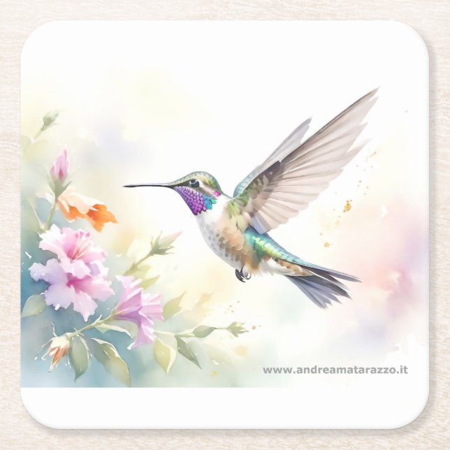 Dessous-de-verre Carré En Papier Colibri (Devant)