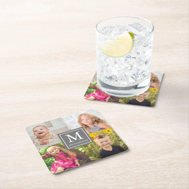 Dessous-de-verre Carré En Papier Collage de photos de famille (En situation)