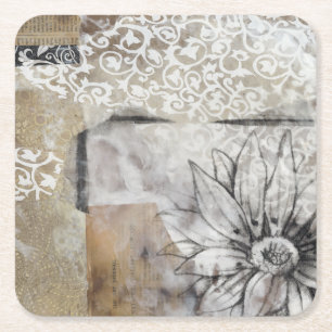 Dessous-de-verre Carré En Papier Collage Fleur II