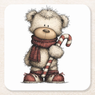 Dessous-de-verre Carré En Papier Collection de Cliparts de Noël Ours en peluche