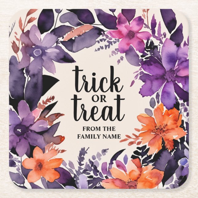 Dessous-de-verre Carré En Papier Collection de couronnes florales Halloween Spooky  (Devant)