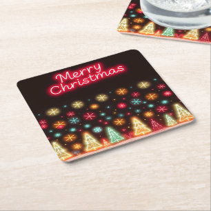 Dessous-de-verre Carré En Papier Collection de Noël Neon tendance