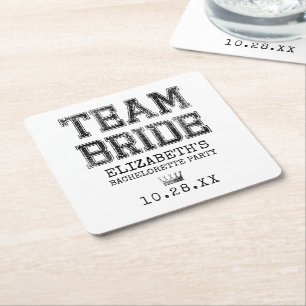 Dessous-de-verre Carré En Papier Collegiate Team Bride Bachelorette Party
