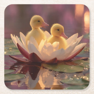 Dessous-de-verre Carré En Papier Colliers adorables dans une fleur de lys d'eau