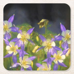 Dessous-de-verre Carré En Papier Colorado Blue Columbine Peinture - Art original