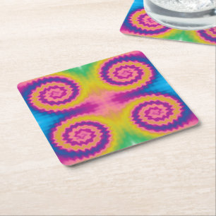 Dessous-de-verre Carré En Papier Coloré super funky rétro teinture motif amusant