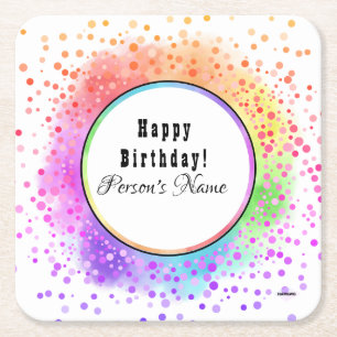 Dessous-de-verre Carré En Papier Colorful Happy Birthday Paper Dessous de verre - H