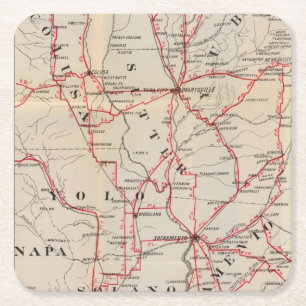 Dessous-de-verre Carré En Papier Colusa, Yolo, Napa, butte, Yuba, Sutter, Solano