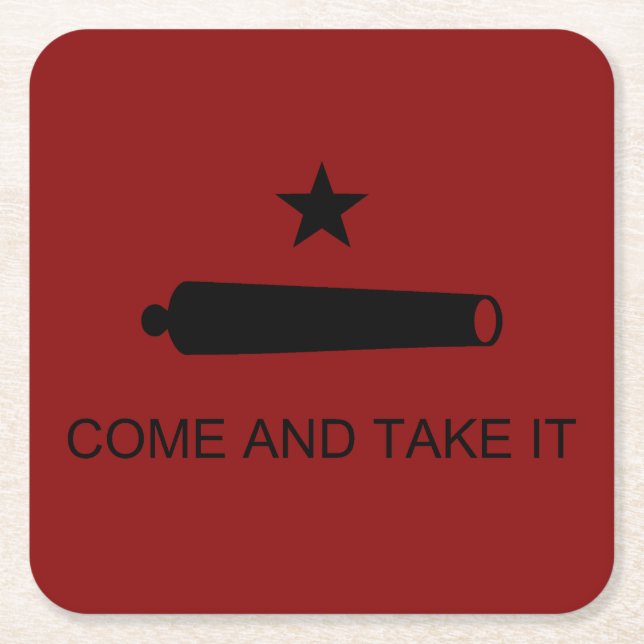 Dessous-de-verre Carré En Papier Come & Take It ! Flag de Texas State (Devant)
