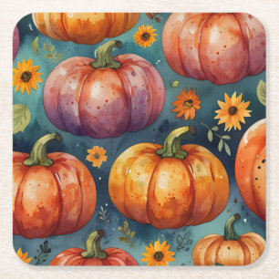 Dessous-de-verre Carré En Papier Concepteur Vibes Citrouille d'Halloween