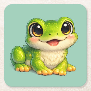 Dessous-de-verre Carré En Papier Conception d'animal Kawaii de grenouille mignonne