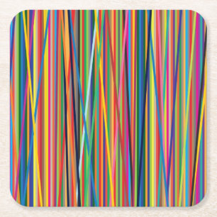 Dessous-de-verre Carré En Papier Conception de bandes abstraites colorées