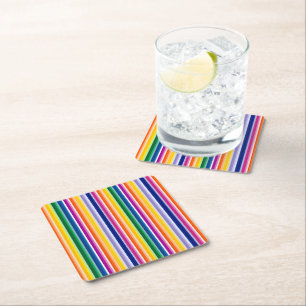 Dessous-de-verre Carré En Papier Conception de bandes verticales colorées