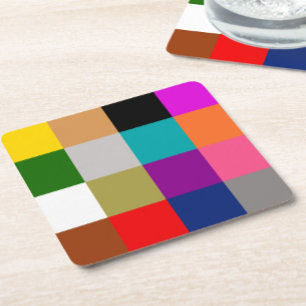Dessous-de-verre Carré En Papier Conception de blocs de couleur gras multicolores