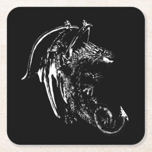 Dessous-de-verre Carré En Papier Conception de créature fantastique de dragon de nu