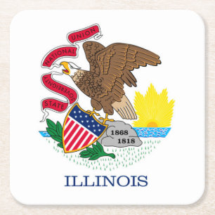 Dessous-de-verre Carré En Papier Conception de drapeau d'état de l'Illinois