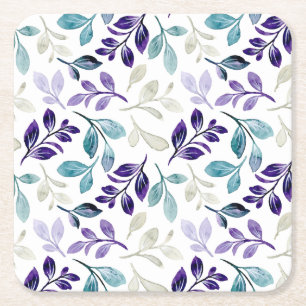 Dessous-de-verre Carré En Papier Conception de feuilles d'aquarelle harmonieuses