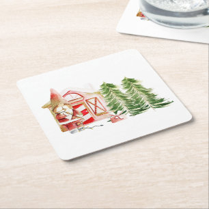 Dessous-de-verre Carré En Papier Conception de gnome de NOËL 2