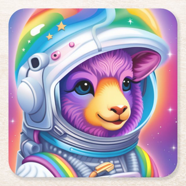 Dessous-de-verre Carré En Papier Conception de l'agneau d'astronomie - Dessous de v (Devant)