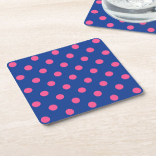 Dessous-de-verre Carré En Papier Conception de motif à pois rose sur bleu