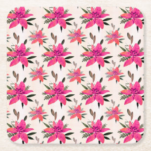 Dessous-de-verre Carré En Papier Conception de motif floral Fleurs roses