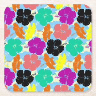 Dessous-de-verre Carré En Papier Conception de motifs de fleurs colorés