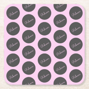 Dessous-de-verre Carré En Papier Conception de points polka rose et gris rétro-mode