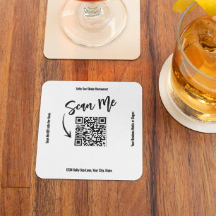 Dessous-de-verre Carré En Papier Conception d'entreprise Scan Me Code QR Minimalist