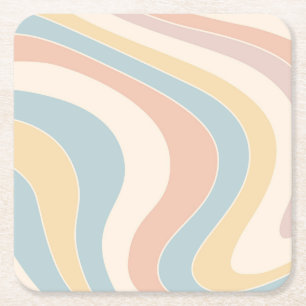 Dessous-de-verre Carré En Papier Conception des vagues de style rétro pastel super