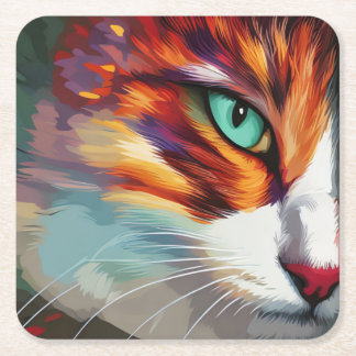 Dessous-de-verre Carré En Papier Conception des yeux de chat