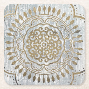Dessous-de-verre Carré En Papier Conception d'or de mandala
