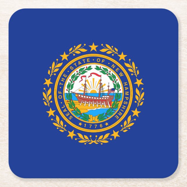 Dessous-de-verre Carré En Papier Conception du drapeau d'état du New Hampshire (Devant)