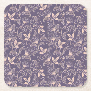 Dessous-de-verre Carré En Papier Conception florale vintage avec des vignes tourbil