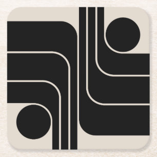 Dessous-de-verre Carré En Papier Conception géométrique moderne du milieu du siècle