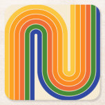 Dessous-de-verre Carré En Papier Conception géométrique rétro à deux arches<br><div class="desc">Conception rétro-futuriste colorée à double arc géométrique du milieu du siècle.</div>