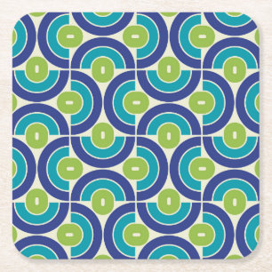 Dessous-de-verre Carré En Papier Conception géométrique rétro style années 70