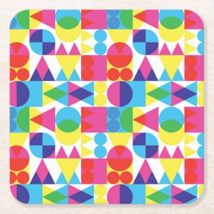 Dessous-de-verre Carré En Papier Conception motif géométrique Abstraite et colorée.