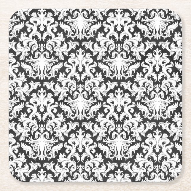 DESSOUS-DE-VERRE CARRÉ EN PAPIER CONCEPTION NOIRE ET BLANCHE (Devant)