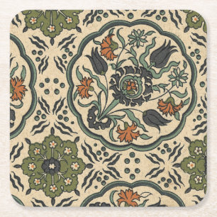 Dessous-de-verre Carré En Papier Conception persane florale décorative de tuile